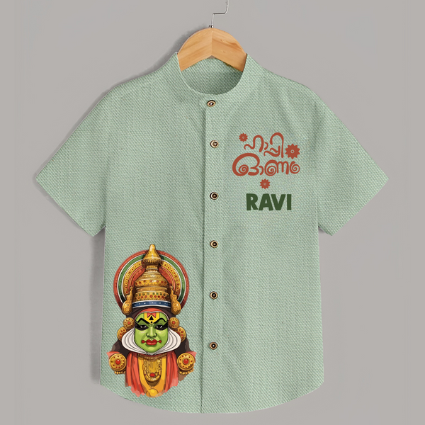 Classic Kathakali Portrait Shirt - MINT GREEN - 0 - 6 Months Old (Chest 23")