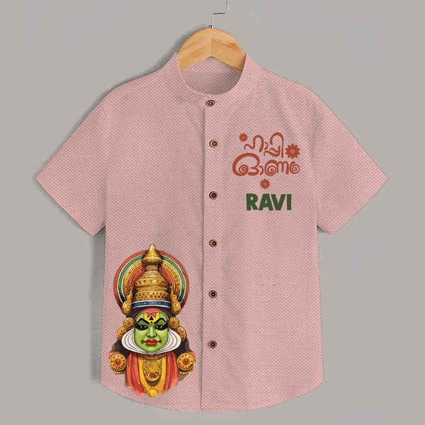 Classic Kathakali Portrait Shirt - PEACH - 0 - 6 Months Old (Chest 23")