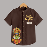 Classic Kathakali Portrait Shirt - CHOCOLATE BROWN - 0 - 6 Months Old (Chest 23")