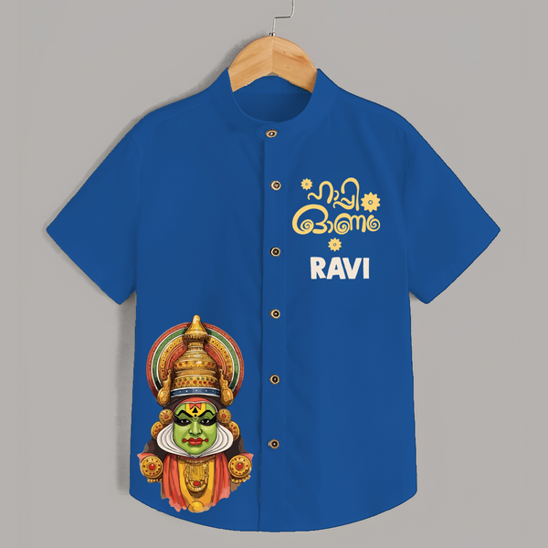 Classic Kathakali Portrait Shirt - COBALT BLUE - 0 - 6 Months Old (Chest 23")