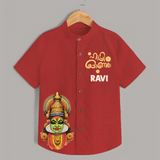 Classic Kathakali Portrait Shirt - RED - 0 - 6 Months Old (Chest 23")