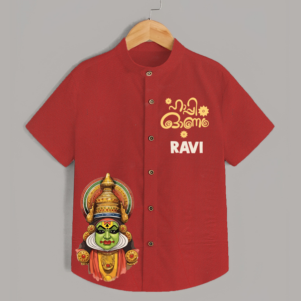Classic Kathakali Portrait Shirt - RED - 0 - 6 Months Old (Chest 23")