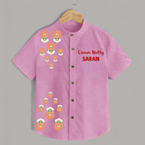 Kathakali Motif Trail Shirt - BABY PINK - 0 - 6 Months Old (Chest 23")