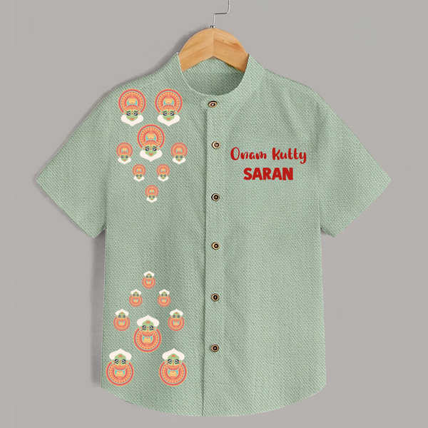Kathakali Motif Trail Shirt - MINT GREEN - 0 - 6 Months Old (Chest 23")
