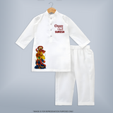 Kathakali & Theyyam Heritage Kurta - WHITE - 3 - 6 Months Old (Chest 24", Kurta Length 14'', Waist 19", Pant Length 14")