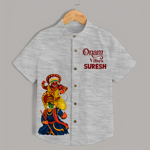 Kathakali & Theyyam Heritage Shirt - GREY - 0 - 6 Months Old (Chest 23")