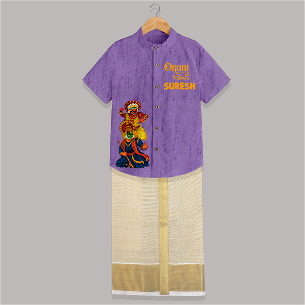 Kathakali & Theyyam Heritage Shirt and Dhoti - ROYAL PURPLE - 0 - 6 Months Old (Chest-23") (Dhoti length-14")