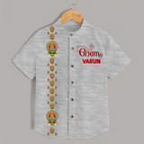 Kathakali Heritage Border Shirt - GREY - 0 - 6 Months Old (Chest 23")