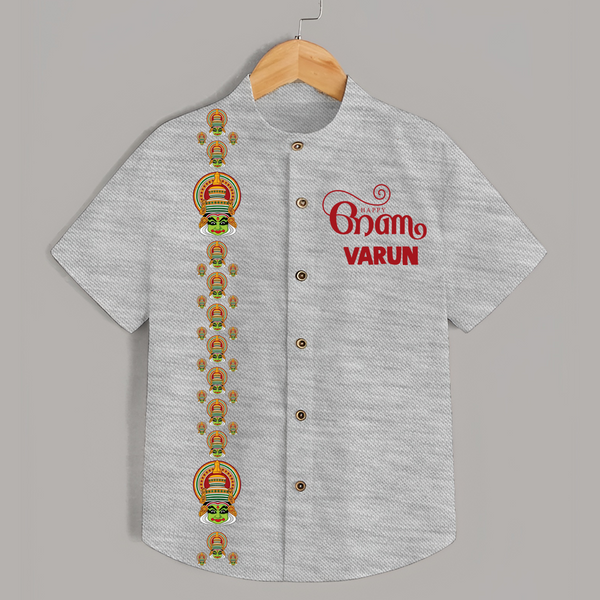Kathakali Heritage Border Shirt - GREY - 0 - 6 Months Old (Chest 23")