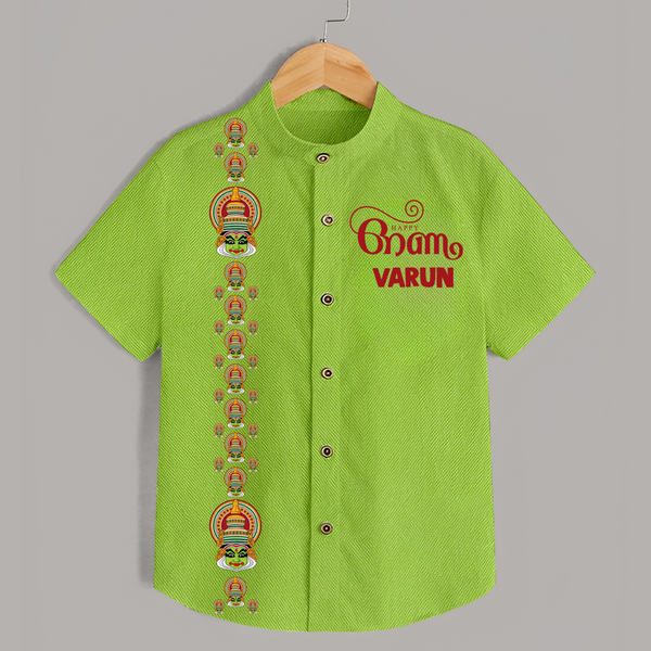Kathakali Heritage Border Shirt - LIME GREEN - 0 - 6 Months Old (Chest 23")
