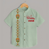 Kathakali Heritage Border Shirt - MINT GREEN - 0 - 6 Months Old (Chest 23")