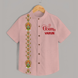 Kathakali Heritage Border Shirt - PEACH - 0 - 6 Months Old (Chest 23")