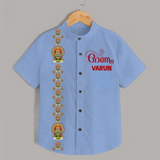 Kathakali Heritage Border Shirt - SKY BLUE - 0 - 6 Months Old (Chest 23")