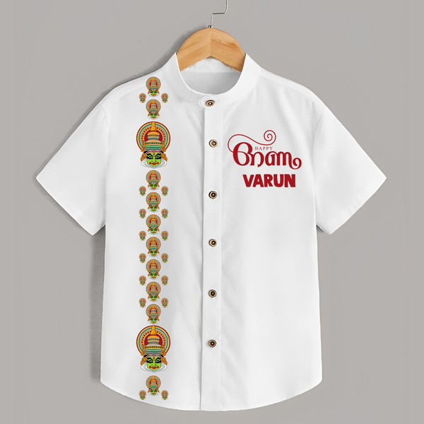 Kathakali Heritage Border Shirt - WHITE - 0 - 6 Months Old (Chest 23")