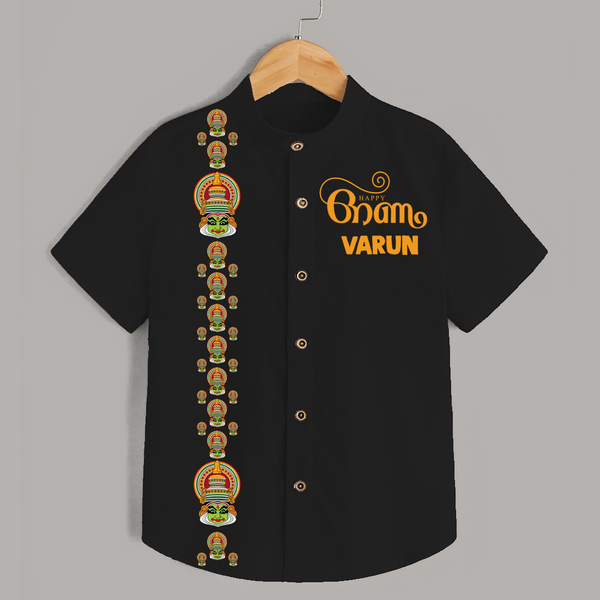 Kathakali Heritage Border Shirt - BLACK - 0 - 6 Months Old (Chest 23")