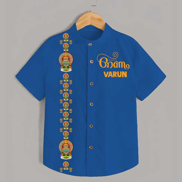 Kathakali Heritage Border Shirt - COBALT BLUE - 0 - 6 Months Old (Chest 23")