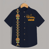 Kathakali Heritage Border Shirt - NAVY BLUE - 0 - 6 Months Old (Chest 23")