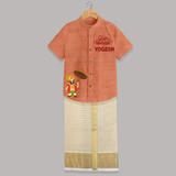 Mahabali Royal  Shirt and Dhoti - ORANGE - 0 - 6 Months Old (Chest-23") (Dhoti length-14")