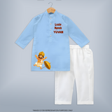 Little Maveli Kurta - BABY BLUE - 3 - 6 Months Old (Chest 24", Kurta Length 14'', Waist 19", Pant Length 14")