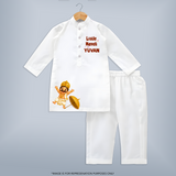 Little Maveli Kurta - WHITE - 3 - 6 Months Old (Chest 24", Kurta Length 14'', Waist 19", Pant Length 14")