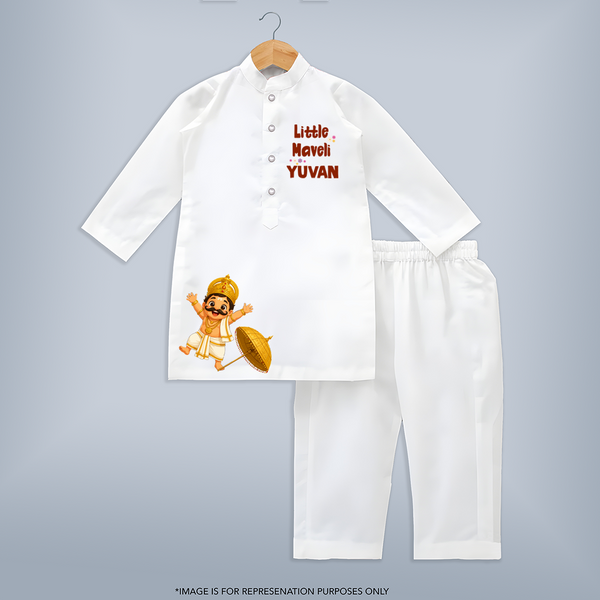Little Maveli Kurta - WHITE - 3 - 6 Months Old (Chest 24", Kurta Length 14'', Waist 19", Pant Length 14")