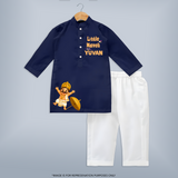 Little Maveli Kurta - NAVY BLUE - 3 - 6 Months Old (Chest 24", Kurta Length 14'', Waist 19", Pant Length 14")