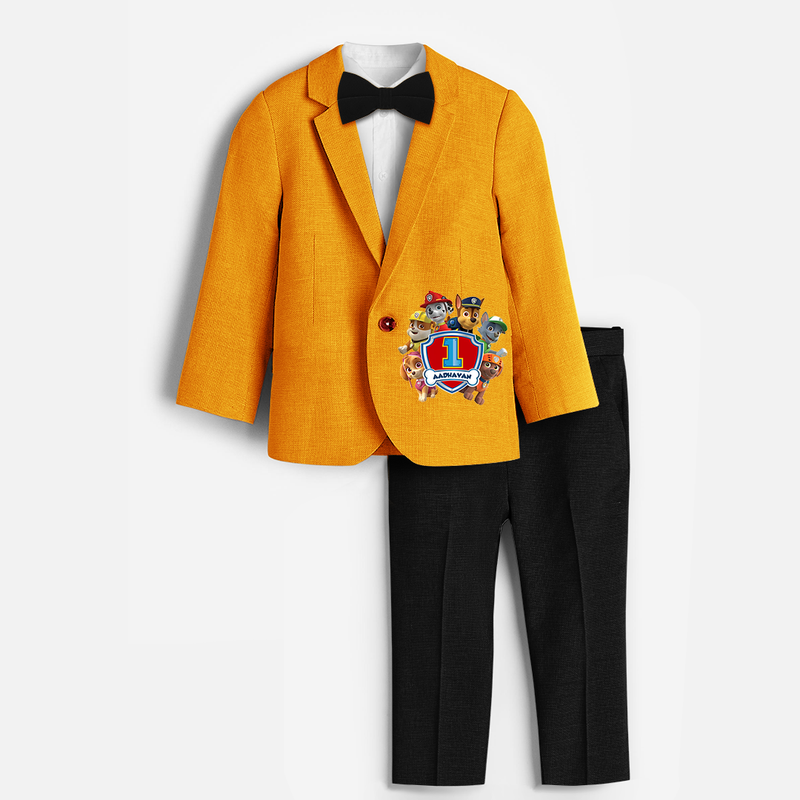 Paw Patrol Themed First Year Knitted Birthday Blazer - CHROME YELLOW - 1 Year Old (Blazer - Chest 23"/Pant Length 17"/Pant Waist 21")