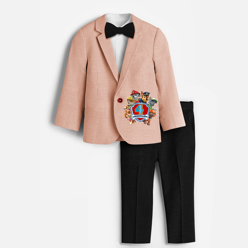 Paw Patrol Themed Fourth Year Knitted Birthday Blazer - PEACH - 1 Year Old (Blazer - Chest 23"/Pant Length 17"/Pant Waist 21")