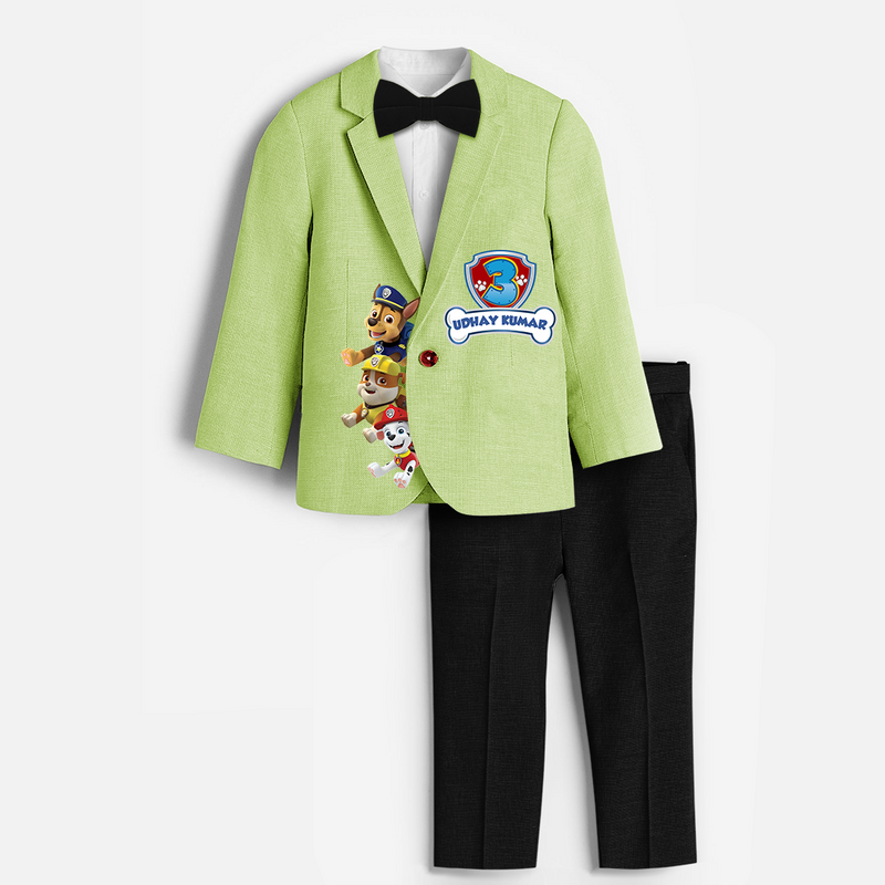 Paw Patrol Themed Third Year Birthday Suit and Pant - PASTEL GREEN - 1 Year Old (Blazer - Chest 23"/Pant Length 17"/Pant Waist 21")