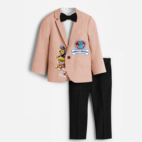 Paw Patrol Themed Third Year Birthday Suit and Pant - PEACH - 1 Year Old (Blazer - Chest 23"/Pant Length 17"/Pant Waist 21")