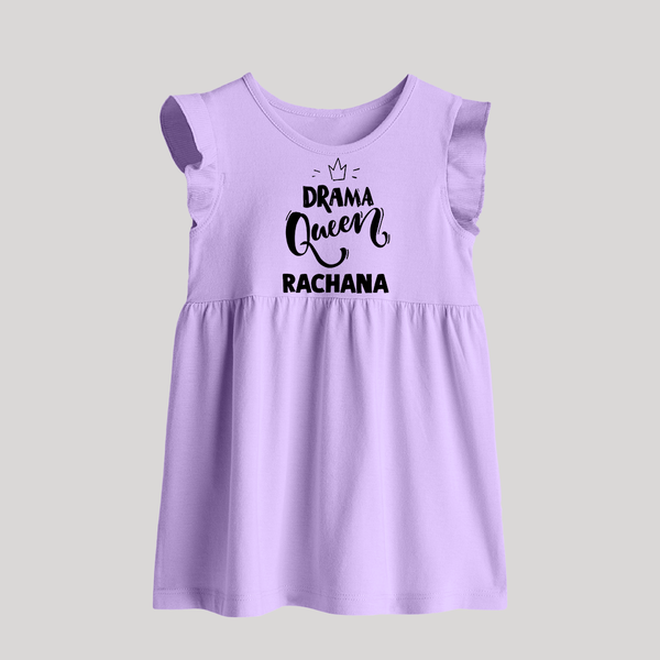 Drama Queen Personalized Baby Frock - LILAC - 0 - 3 Months Old (Chest 17")