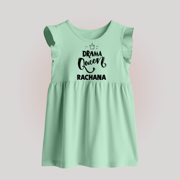 Drama Queen Personalized Baby Frock - MINT GREEN - 0 - 3 Months Old (Chest 17")