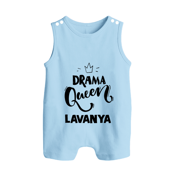 Drama Queen Personalized Button Romper - BABY BLUE - New Born (Chest 18")