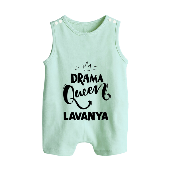 Drama Queen Personalized Button Romper - MINT GREEN - New Born (Chest 18")