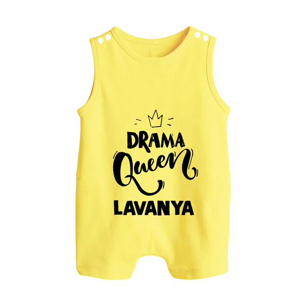 Drama Queen Personalized Button Romper - PASTEL YELLOW - New Born (Chest 18")