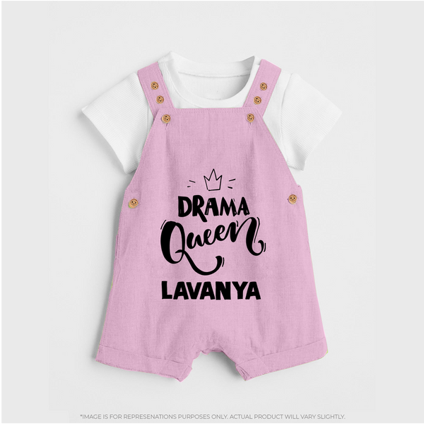 Drama Queen Personalized Dungaree - BABY PINK - 0 - 5 Months Old (Chest 18")