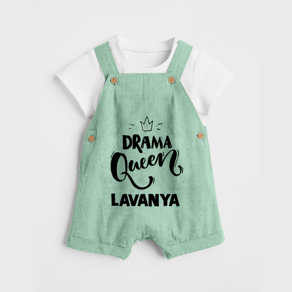Drama Queen Personalized Dungaree - MINT GREEN - 0 - 5 Months Old (Chest 18")