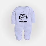 Drama Queen Personalized Full Body Suit - BABY BLUE - New Born (Chest 7.5")