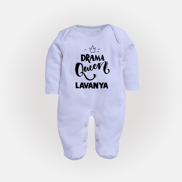 Drama Queen Personalized Full Body Suit - BABY BLUE - New Born (Chest 7.5")