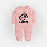 Drama Queen Personalized Full Body Suit - BABY PINK - New Born (Chest 7.5")