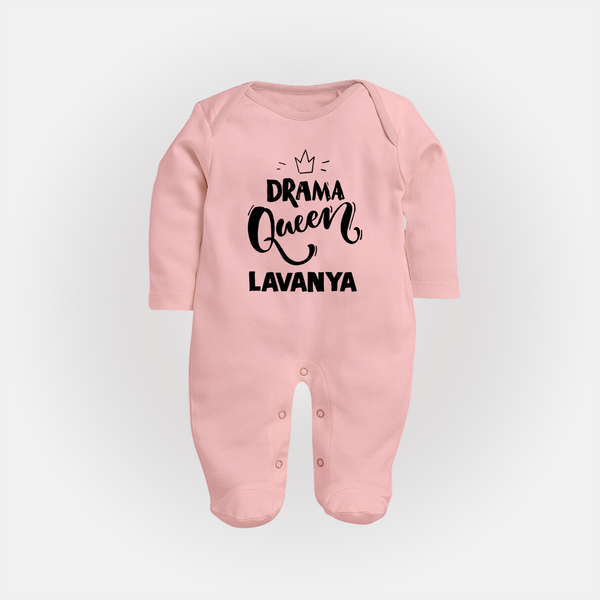 Drama Queen Personalized Full Body Suit - BABY PINK - New Born (Chest 7.5")
