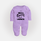 Drama Queen Personalized Full Body Suit - LILAC - New Born (Chest 7.5")
