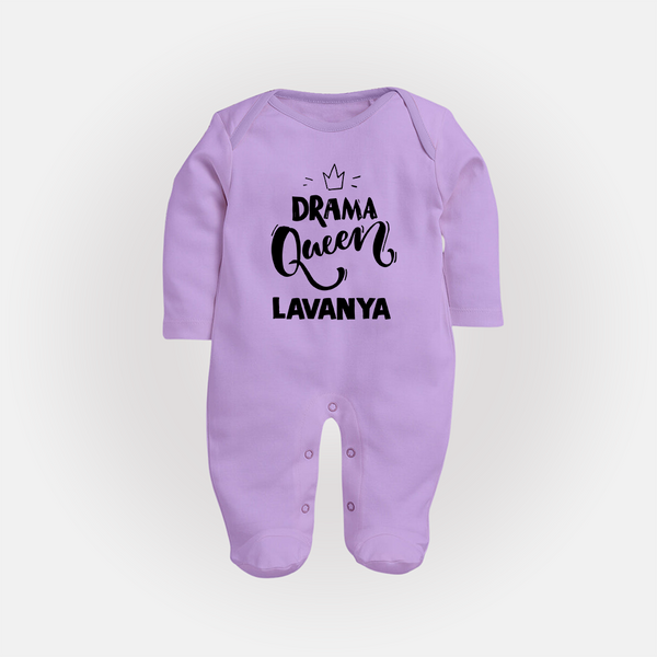 Drama Queen Personalized Full Body Suit - LILAC - New Born (Chest 7.5")