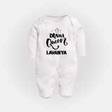 Drama Queen Personalized Full Body Suit - WHITE - New Born (Chest 7.5")