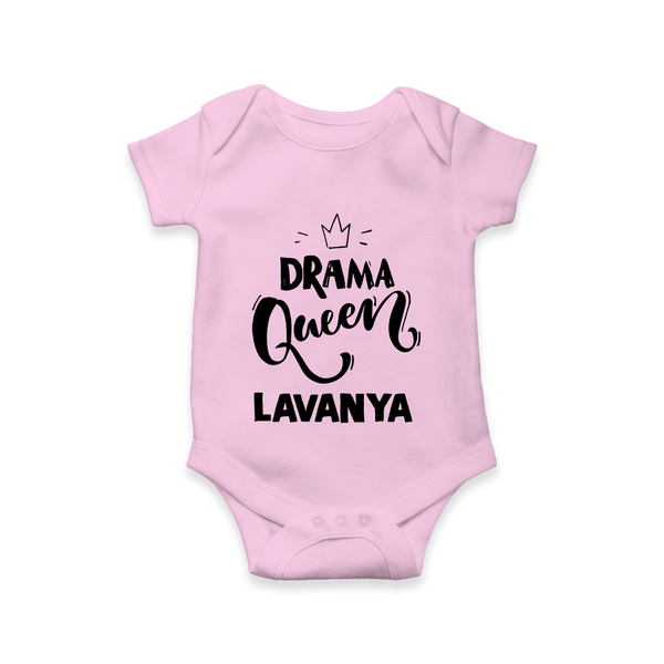 Drama Queen Personalized Romper - BABY PINK - New Born (Chest 14")