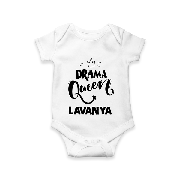 Drama Queen Personalized Romper - WHITE - New Born (Chest 14")