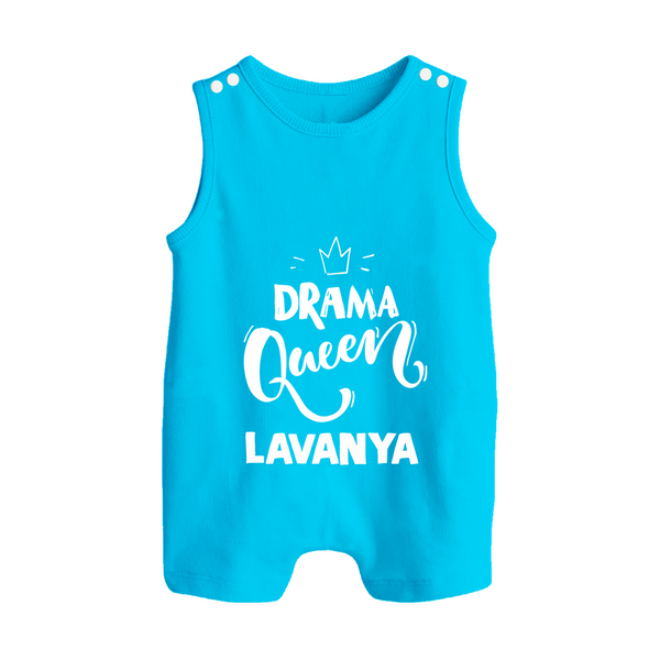 Drama Queen Personalized Button Romper - SKY BLUE - New Born (Chest 18")