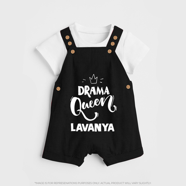 Drama Queen Personalized Dungaree - BLACK - 0 - 5 Months Old (Chest 18")