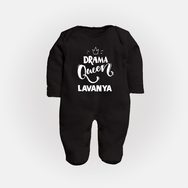 Drama Queen Personalized Full Body Suit - BLACK - New Born (Chest 7.5")