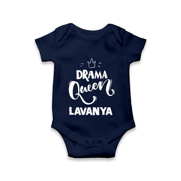 Drama Queen Personalized Romper - NAVY BLUE - New Born (Chest 14")